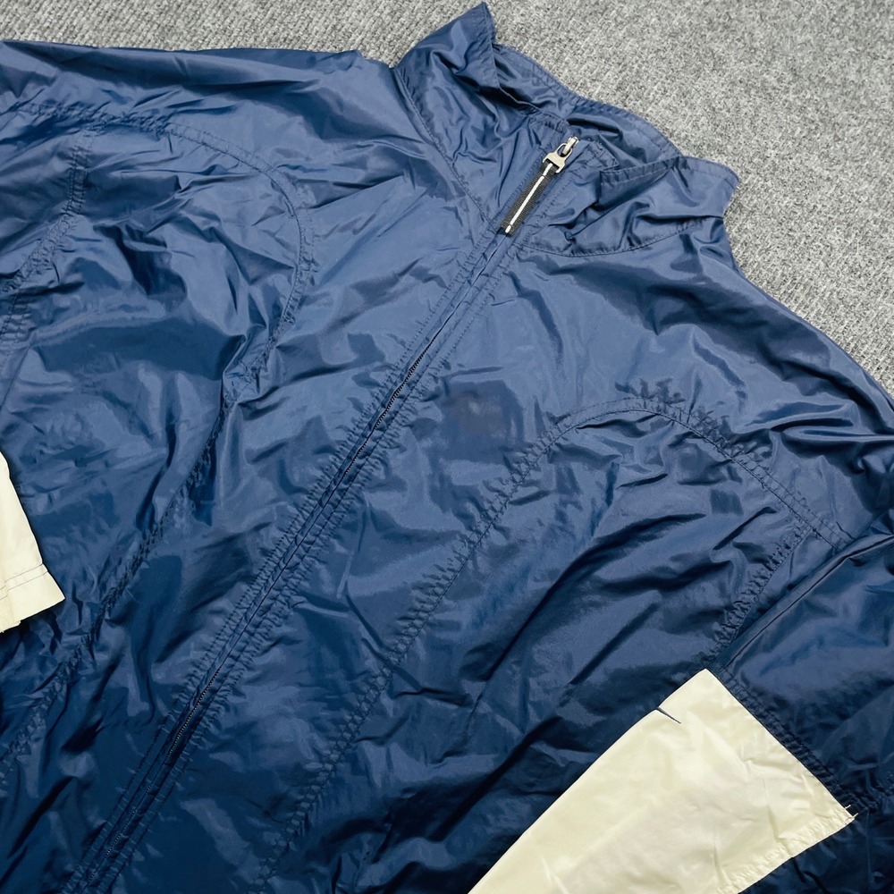 Vintage Nike Windbreaker Jacket Mens XL Navy Cream Colorblock Full Zip Nylon